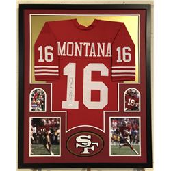 Joe Montana Signed San Francisco 49ers 35x43 Custom Framed Jersey (JSA COA)