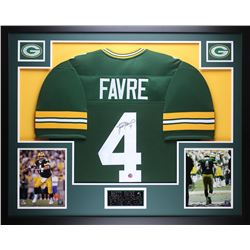 Brett Favre Signed Packers 35" x 43" Custom Framed Jersey (Favre COA)