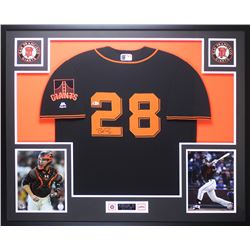 Buster Posey Signed Giants 35x43 Custom Framed Jersey Display (Beckett COA)