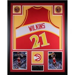 Dominique Wilkins Signed Atlanta Hawks 35x43 Custom Framed Jersey Display (JSA COA)