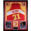 Image 1 : Dominique Wilkins Signed Atlanta Hawks 35x43 Custom Framed Jersey Display (JSA COA)