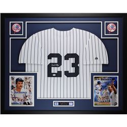 Don Mattingly Signed New York Yankees 35x43 Custom Framed Jersey Display (JSA COA)