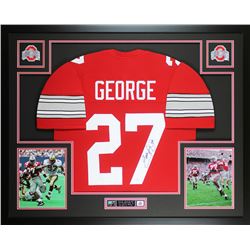 Eddie George Signed Ohio State Buckeyes 35x43 Custom Framed Jersey Display (JSA COA)