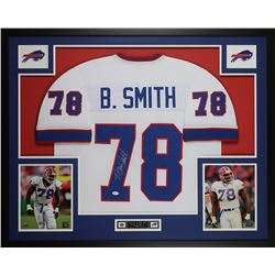 Bruce Smith Signed Buffalo Bills 35x43 Custom Framed Jersey (JSA COA)