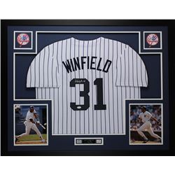 Dave Winfield Signed New York Yankees 35x43 Custom Framed Jersey (JSA COA)