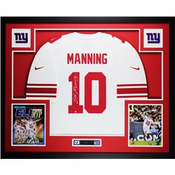 Eli Manning Signed New York Giants 35x43 Custom Framed Jersey Display (Steiner COA)