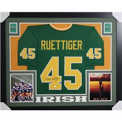 Rudy Ruettiger Signed Notre Dame Fighting Irish 35x43 Custom Framed Jersey (JSA COA)