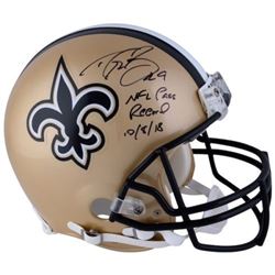 Drew Brees Signed New Orleans Saints Full-Size Authentic On-Field Helmet Inscribed "NFL Pass Record 