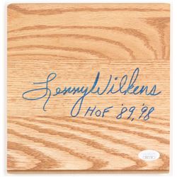 Lenny Wilkens Signed 7.5x7.75 Wood Floorboard Piece Inscribed "HOF '89, '98" (JSA COA)