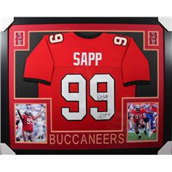 Warren Sapp Signed Buccaneers 35x43 Custom Framed Jersey (JSA COA)