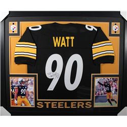 T. J. Watt Signed Pittsburgh Steelers 35x43 Custom Framed Jersey (PSA COA)