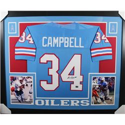 Earl Campbell Signed Oilers 35x43 Custom Framed Jersey (Campbell Hologram)