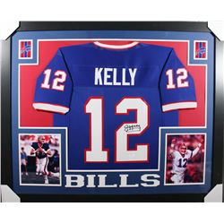 Jim Kelly Signed Buffalo Bills 35x43 Custom Framed Jersey (JSA COA)
