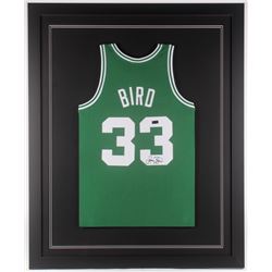 Larry Bird Signed Boston Celtics 35x43 Custom Framed Jersey (Radtke COA)
