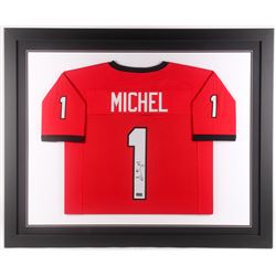 Sony Michel Signed Georgia Bulldogs 35x43 Custom Framed Jersey (Radtke COA)