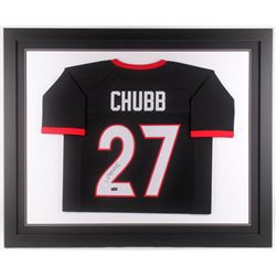 Nick Chubb Signed Georgia Bulldogs 35x43 Custom Framed Jersey (Radtke COA)