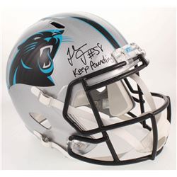 Thomas Davis Signed Panthers Full-Size Speed Helmet Inscribed "Keep Pounding!" (JSA COA)