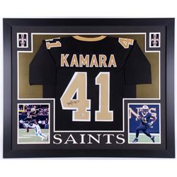 Alvin Kamara Signed New Orleans Saints 35x43 Custom Framed Jersey (Beckett COA)