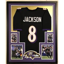 Lamar Jackson Signed Baltimore Ravens 34x42 Custom Framed Jersey (JSA COA)