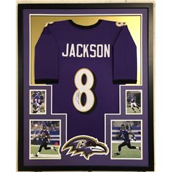Lamar Jackson Signed Baltimore Ravens 34x42 Custom Framed Jersey (JSA COA)