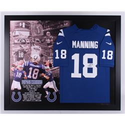 Peyton Manning Signed Indianapolis Colts 35.5x43.5 Custom Framed Jersey (JSA LOA)