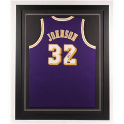 Magic Johnson Signed Los Angeles Lakers 35x43 Custom Framed Jersey (Radtke COA)