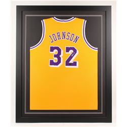 Magic Johnson Signed Los Angeles Lakers 35x43 Custom Framed Jersey (Radtke COA)