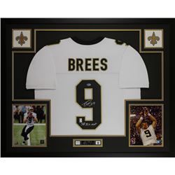 Drew Brees Signed New Orleans Saints 35x43 Custom Framed Jersey Display Inscribed "SB XLIV MVP" (Bec