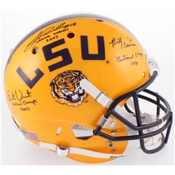 Billy Cannon, Jacob Hester  Justin Vincent Signed LSU Tigers Full-Size Helmet Inscribed "National Ch