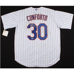 Michael Conforto Signed New York Mets Jersey Inscribed "Lets Go Mets" (Beckett COA)