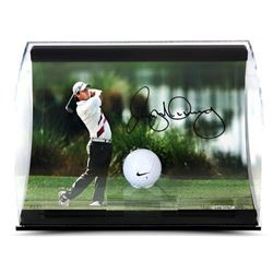 Rory McIlroy Signed "Holding the Finish" 11x7x5 Limited Edition Range Driven Golf Ball Curve Display