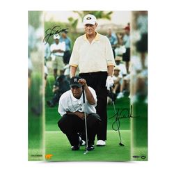 Jack Nicklaus  Tiger Woods Signed "Match Play" 16x20 Photo (UDA COA)