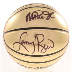 Larry Bird  Magic Johnson Signed Molten Basketball (Beckett COA)