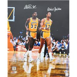 Magic Johnson  Kareem Abdul-Jabbar Signed Los Angeles Lakers 16x20 Photo (Beckett COA)