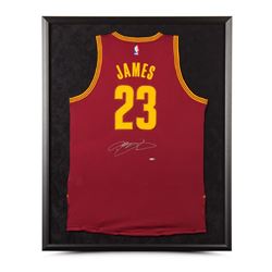 LeBron James Signed Cleveland Cavaliers 32x38 Custom Framed Jersey (UDA COA)