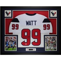 JJ Watt Signed Houson Texans 35x43 Custom Framed Jersey (JSA COA)