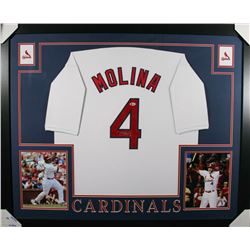 Yadier Molina Signed St. Louis Cardinals 35x43 Custom Framed Jersey (Beckett COA)