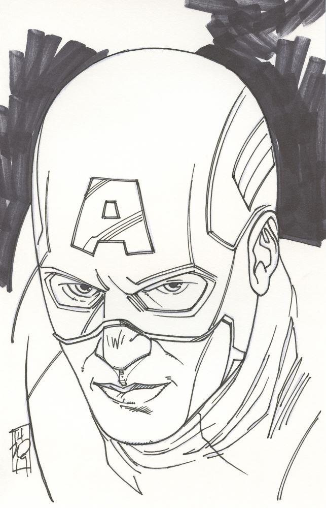 Tom Hodges Captain America The Avengers Marvel Comics Signed Original 5 5 X 8 5 Drawing On