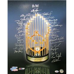 1986 New York Mets 16x20 Photo Team-Signed by (29) with Ray Knight, Davey Johnson, Gary Carter, Jess