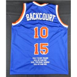 Walt Frazier  Earl Monroe Signed New York Knicks "Backcourt" Career Highlight Stat Jersey (JSA Holog