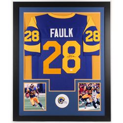Marshall Faulk Signed St. Louis Rams 35x43 Custom Framed Jersey (JSA COA)