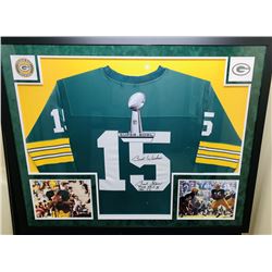Bart Starr Signed Green Bay Packers 34x42 Custom Framed Jersey Inscribed "Best Wishes", "MVP SB I, I