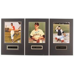 Lot of (3) Signed 11x17 Custom Matted Photo Displays with Jim "Mudcat" Grant, Del Crandall,  Hoyt Wi