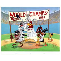 Charles McKimson Signed AP Warner Bros. "World Champs" 14x17 Animation Cel (Toon Art, Inc. COA)