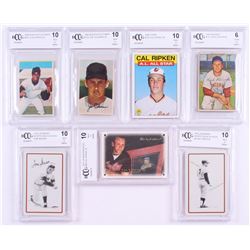 Lot of (7) Beckett BCCG Graded Baseball Cards with 1978 Landsman Playing Cards #NNO Mickey Mantle (B