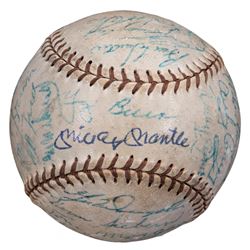 New York Yankees Legends Baseball Team-Signed by (26) with Mickey Mantle, Yogi Berra, Whitey Ford, P