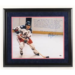 Mike Eruzione Signed Team USA 22x26 Custom Framed Photo with Extensive Inscription (Steiner COA)