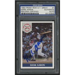 Hank Aaron Signed 1992 Front Row Aaron #1 / Blue Braves Uniform (PSA Encapsulated)