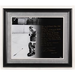 Eddie Giacomin Signed Detroit Red Wings 22.5x26.5 Custom Framed Photo Display with Extensive Story I
