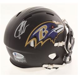 Justice Hill Signed Baltimore Ravens Matte Black Speed Mini Helmet (Beckett COA)